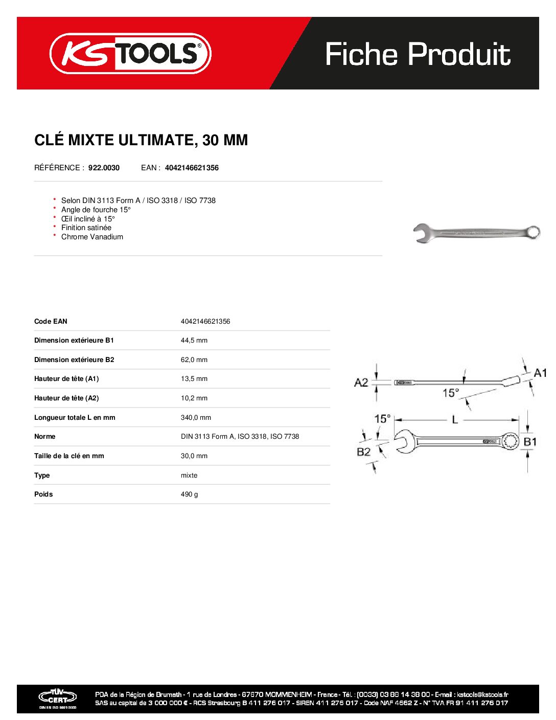 9220030 clÉ Mixte Ultimate 30 | Hydrauhavre
