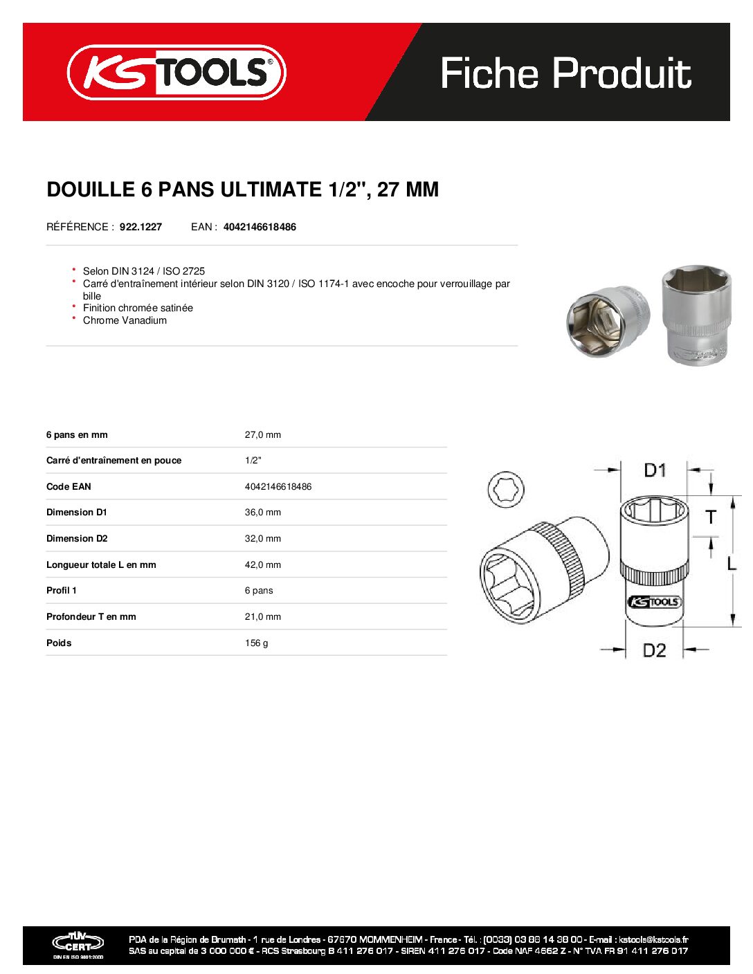 9221227 douiille 6 Pans 12 27 Mm | Hydrauhavre