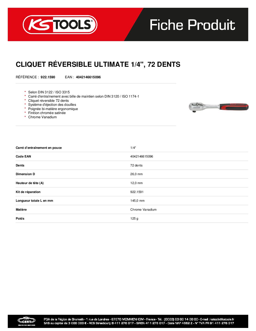 9221590 cliquet RÉversible Ultimate 14 | Hydrauhavre