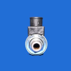 HH210 – VANNE A CARTOUCHE A VISSER SV14-10-OM-0-00 BOBINE 230 VAC AVEC REDRESSEUR MCSCH230AG000010 2 Close-up of a metal valve/connector against a solid blue background, viewed from the top.