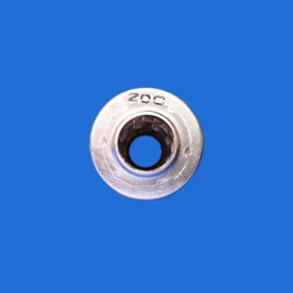 Metal flange with a central bore and the number 200 stamped on the rim, set against a blue background.